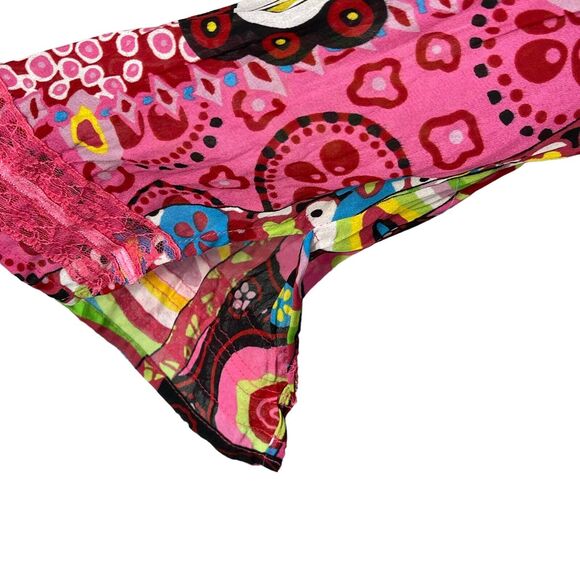 Violet & Claire X-Large Top Snap Front 3/4 Sleeve Boho Lace Geometric Pink Multi - Picture 5 of 9